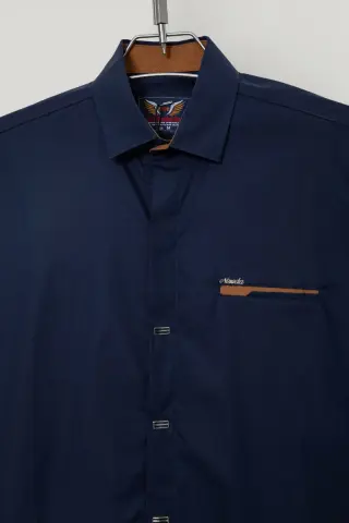 Чоловіча сорочка однотонна, колір темно-синій, 186R7008