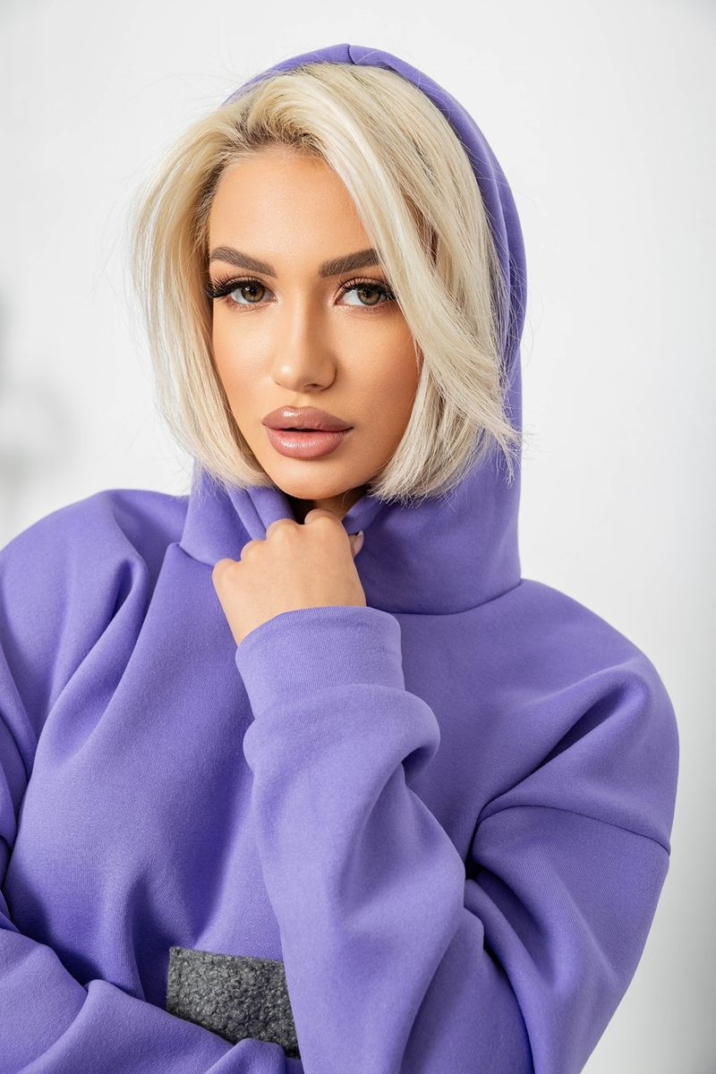 Худі жіночий з капюшоном на флісі, колір бузковий, 257R335