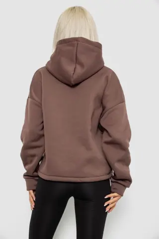Худі жіночий з капюшоном на флісі, колір коричневий, 257R335