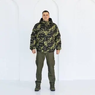 Бушлат тактичний зимовий короткий темний Піксель із капюшоном