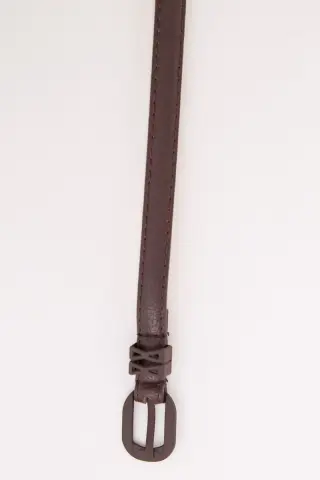 Жіночий ремінь зі шкірзаму, коричневого кольору, 196RL1010W18