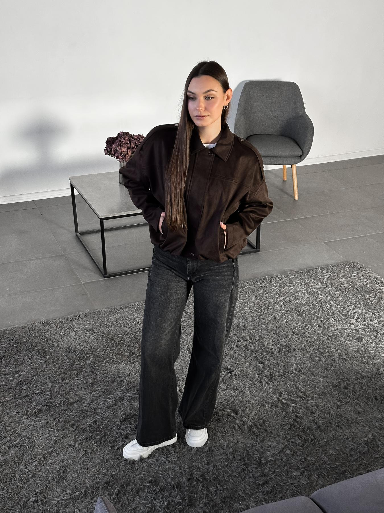 Brown suede bomber jacket