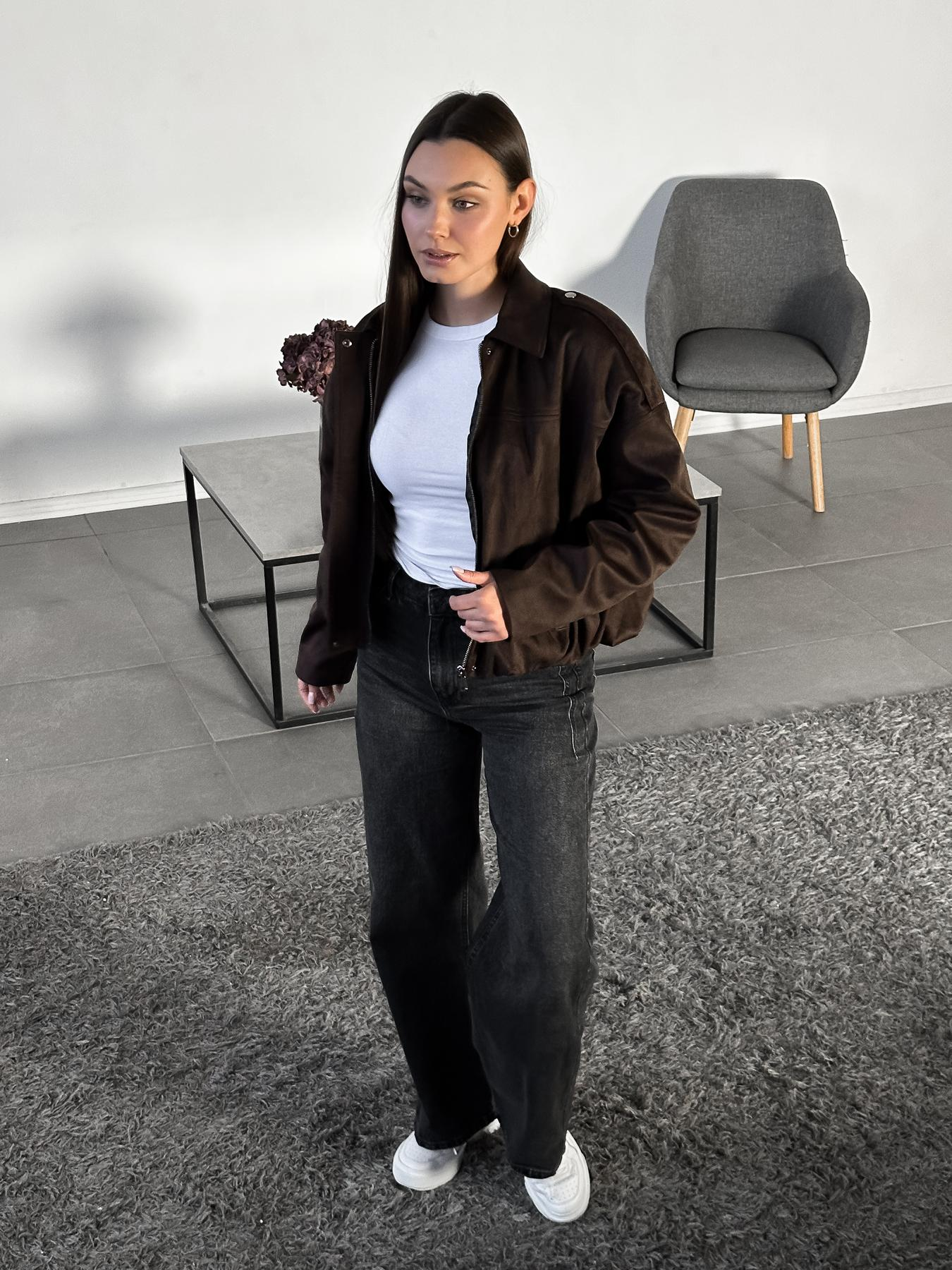 Brown suede bomber jacket
