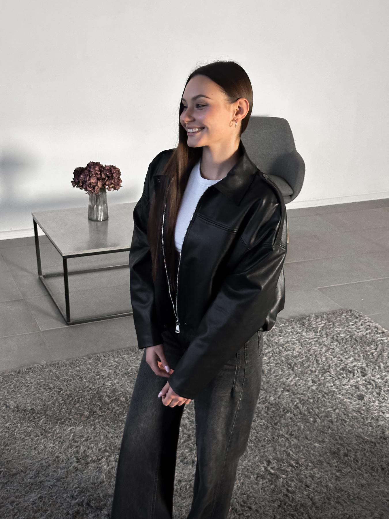 Black Leather Bomber