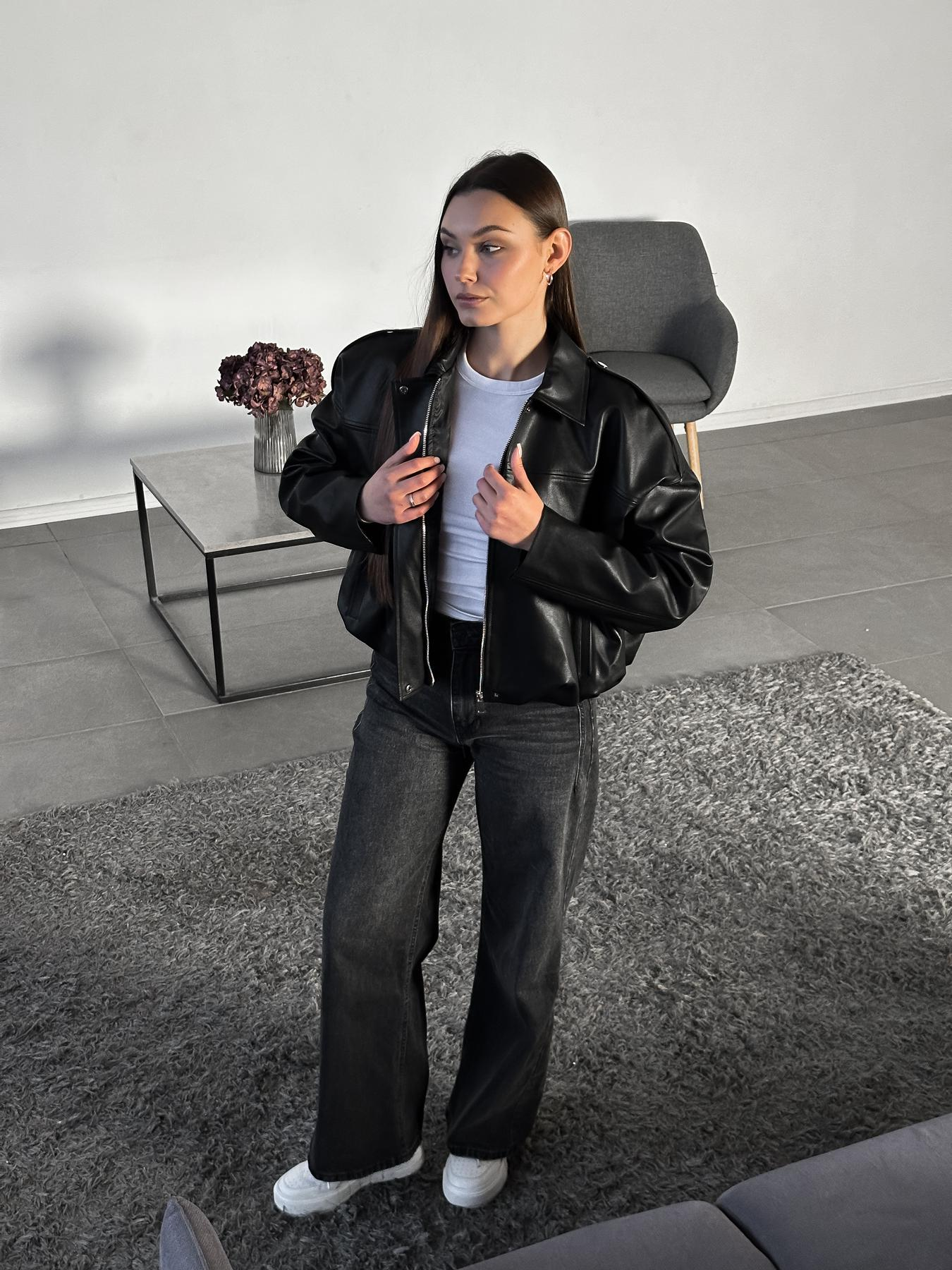 Black Leather Bomber