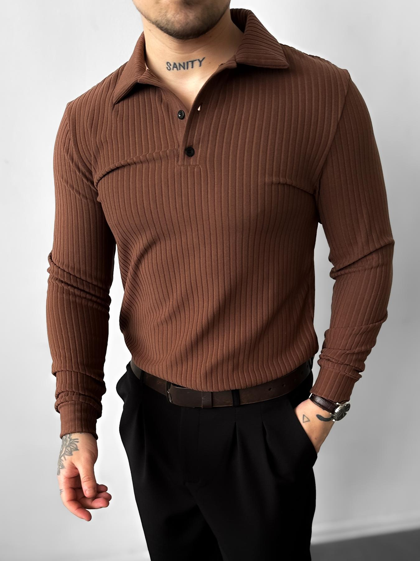 Black polo with long brown sleeves