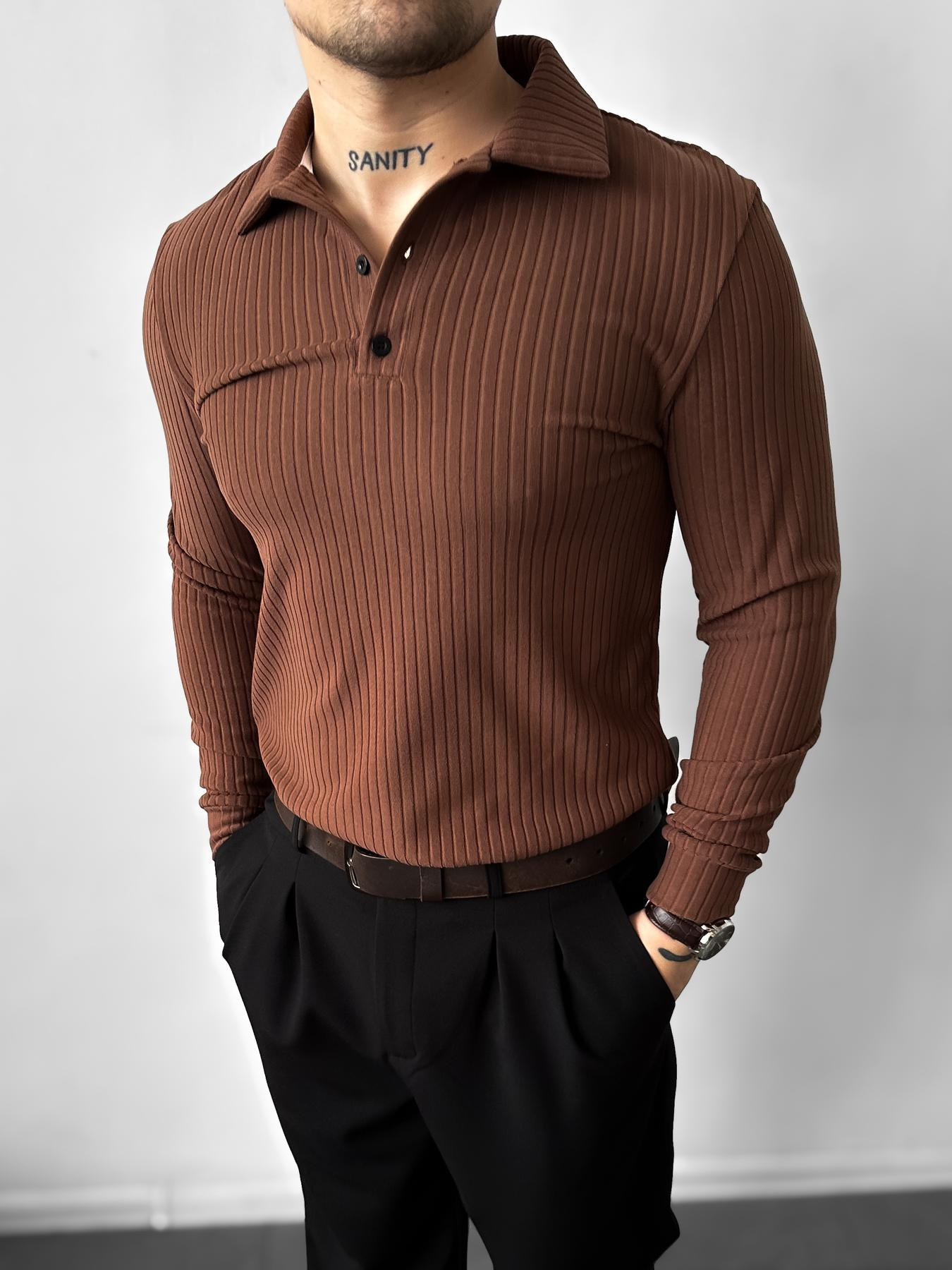 Black polo with long brown sleeves