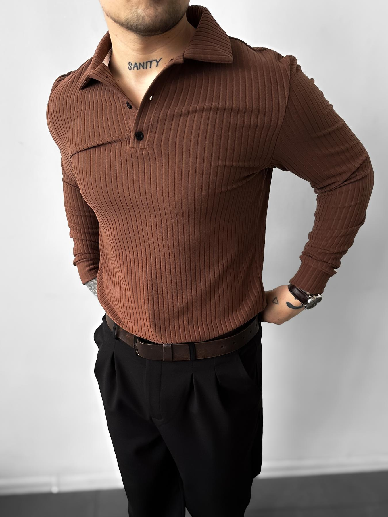 Black polo with long brown sleeves