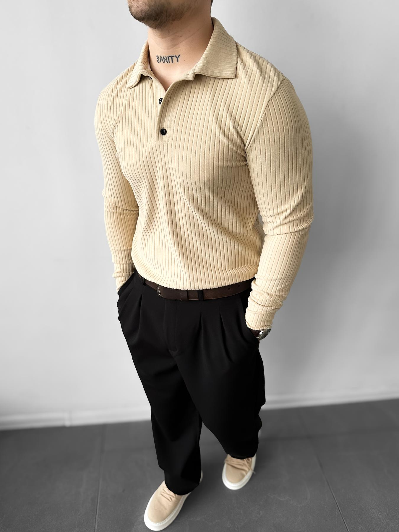 Black polo with long milk sleeves
