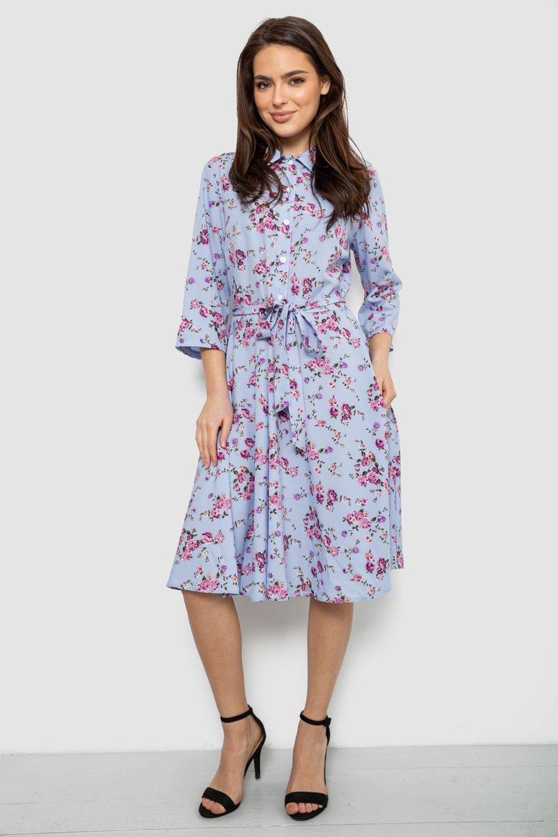 Сукня софт c квітковим принтом, колір блакитний, 230R040-10