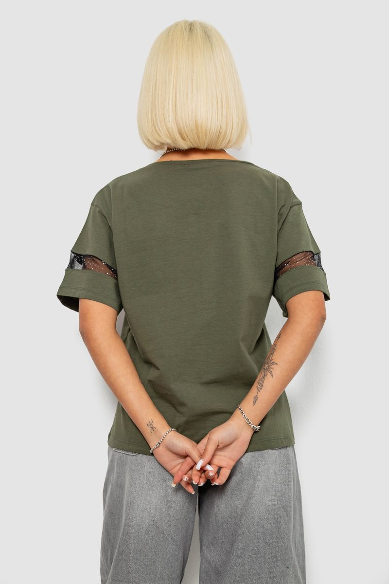 Футболка жіноча з принтом, колір хакі, 244R2153-5