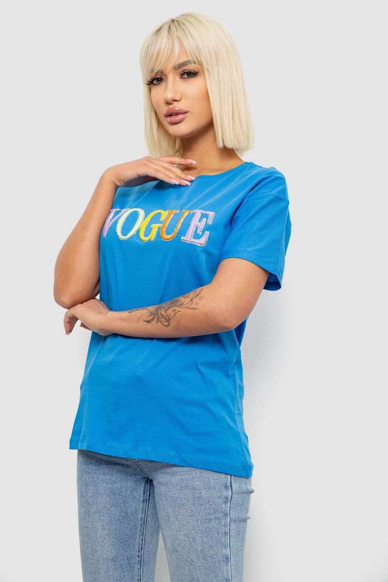 Футболка жіноча з принтом, колір блакитний, 244R4022