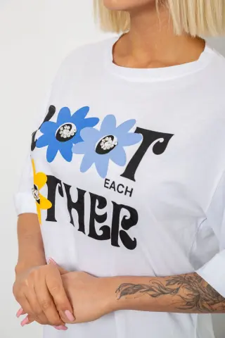 Футболка жіноча з принтом, колір білий, 244R2803