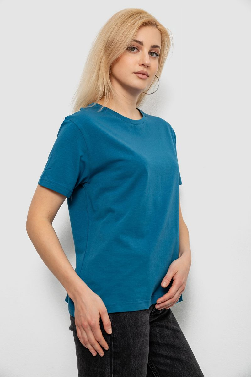Футболка жіноча однотонна, колір джинс, 244R802-5