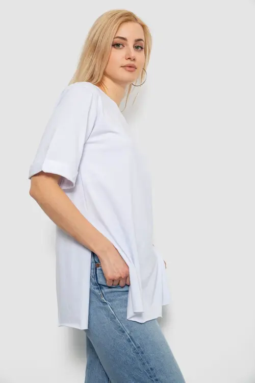 Футболка жіноча однотонна, колір білий, 244R1036-5