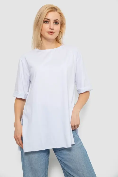 Футболка жіноча однотонна, колір білий, 244R1036-5