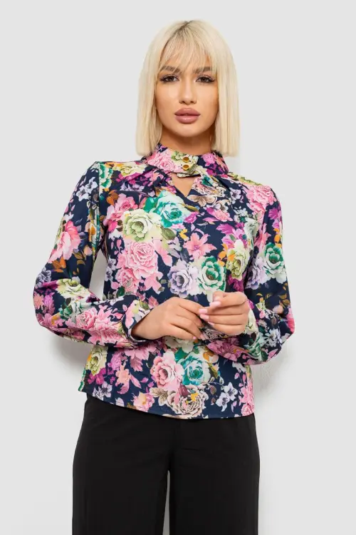 Блуза з квітковим принтом, колір синій, 230R226