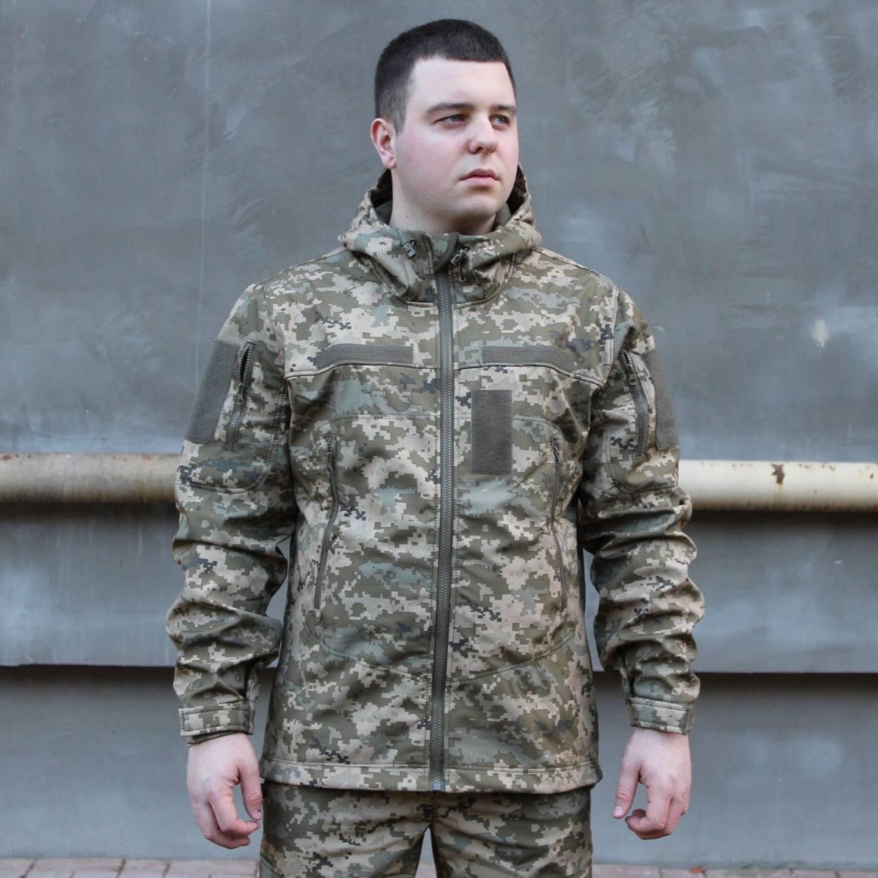 Тактична весняна куртка Soft Shel Піксель