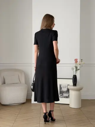 Long Black Ribbed T-Shirt Dress Merlini Zara