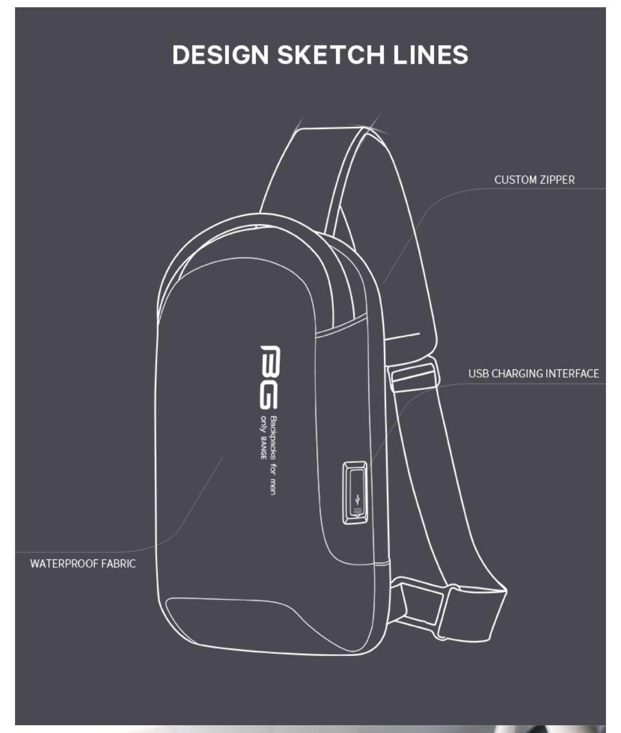 Оригінальний рюкзак з однією лямкою Сумка слінг Bange 7221 9.7' з USB + Micro USB