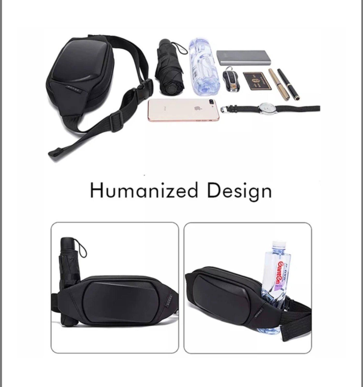 Оригінальна сумка слінг з однією лямкою Bange 7266 Чорна (BGS7266 Black) із захисним каркасом