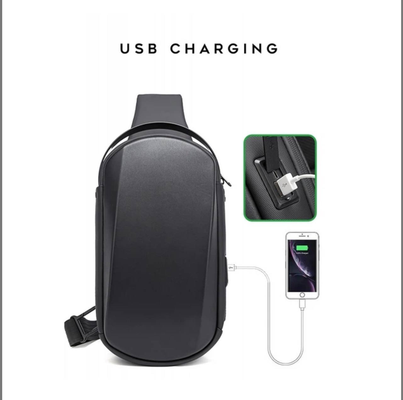 Рюкзак з однією лямкою Bange (BGS7256-Black) з USB Чорний
