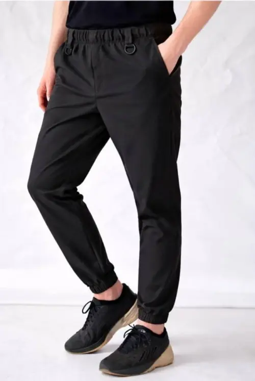 Black Stretch Gabardine Jogger Pants