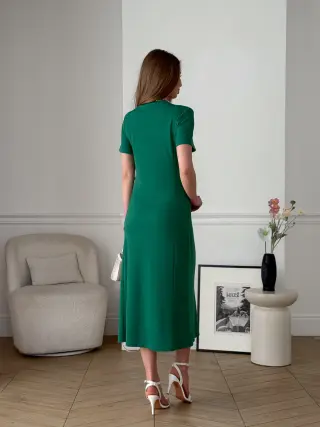 Long Ribbed T-Shirt Dress Green Merlini Zara