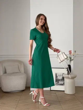 Long Ribbed T-Shirt Dress Green Merlini Zara
