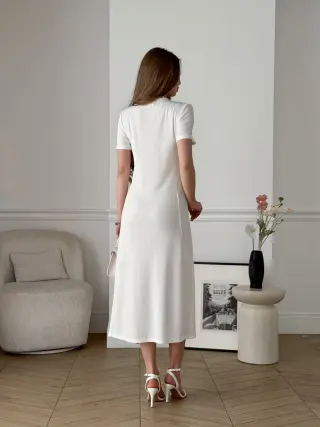 Long ribbed t-shirt dress white Merlini Zara