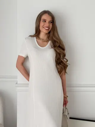 Long ribbed t-shirt dress white Merlini Zara