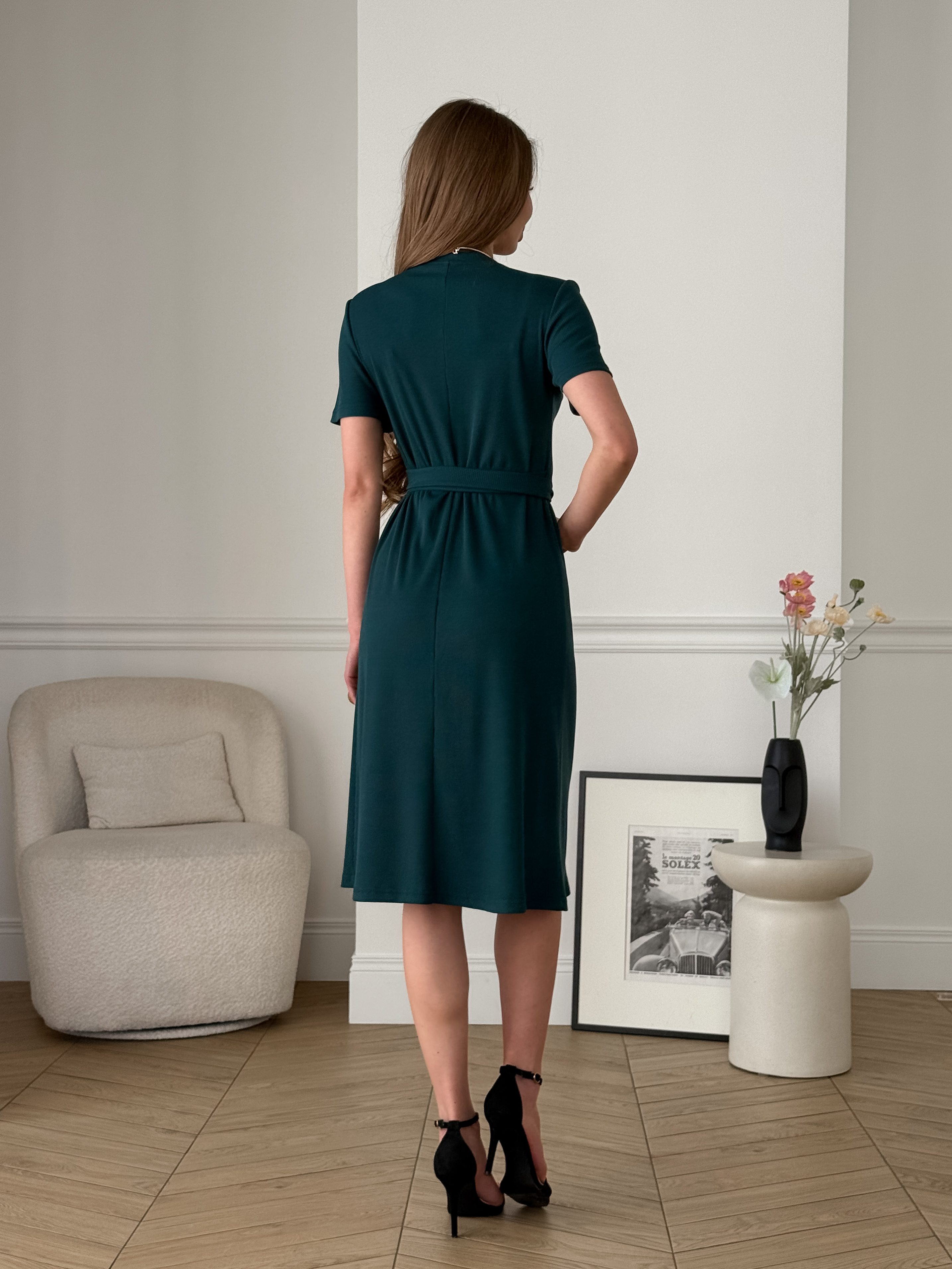 Green Wrap Ribbed Dress Merlini Zokka
