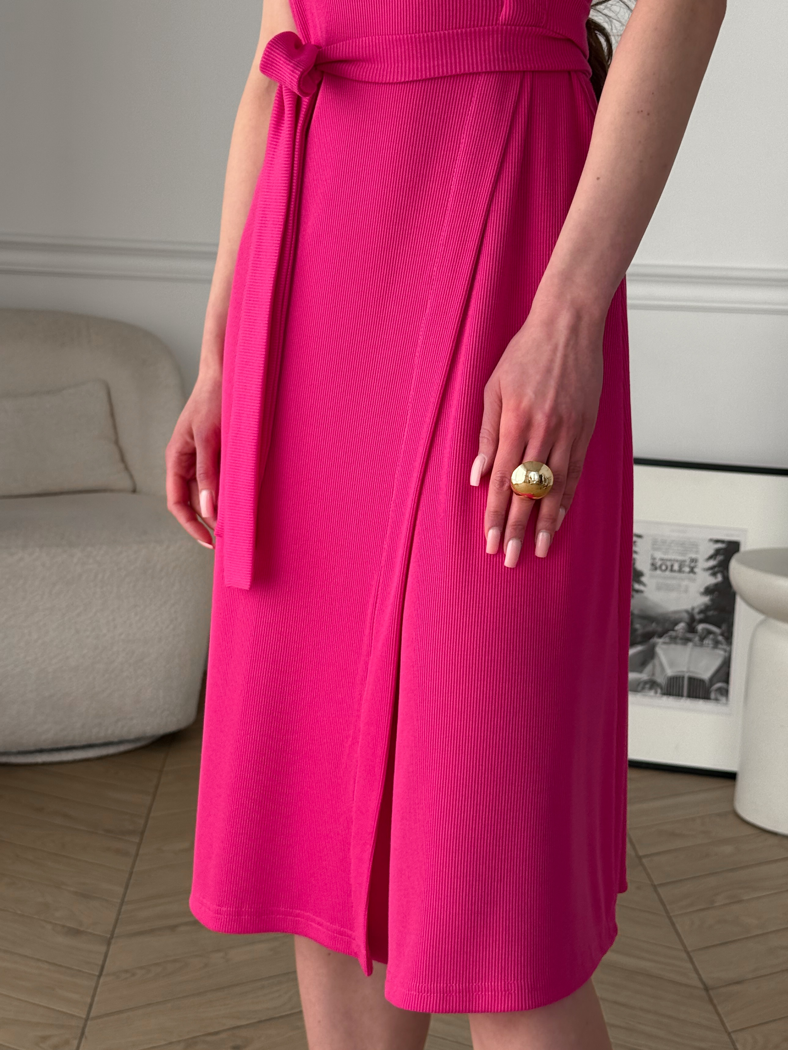 Pink Wrap Ribbed Dress Merlini Zokka