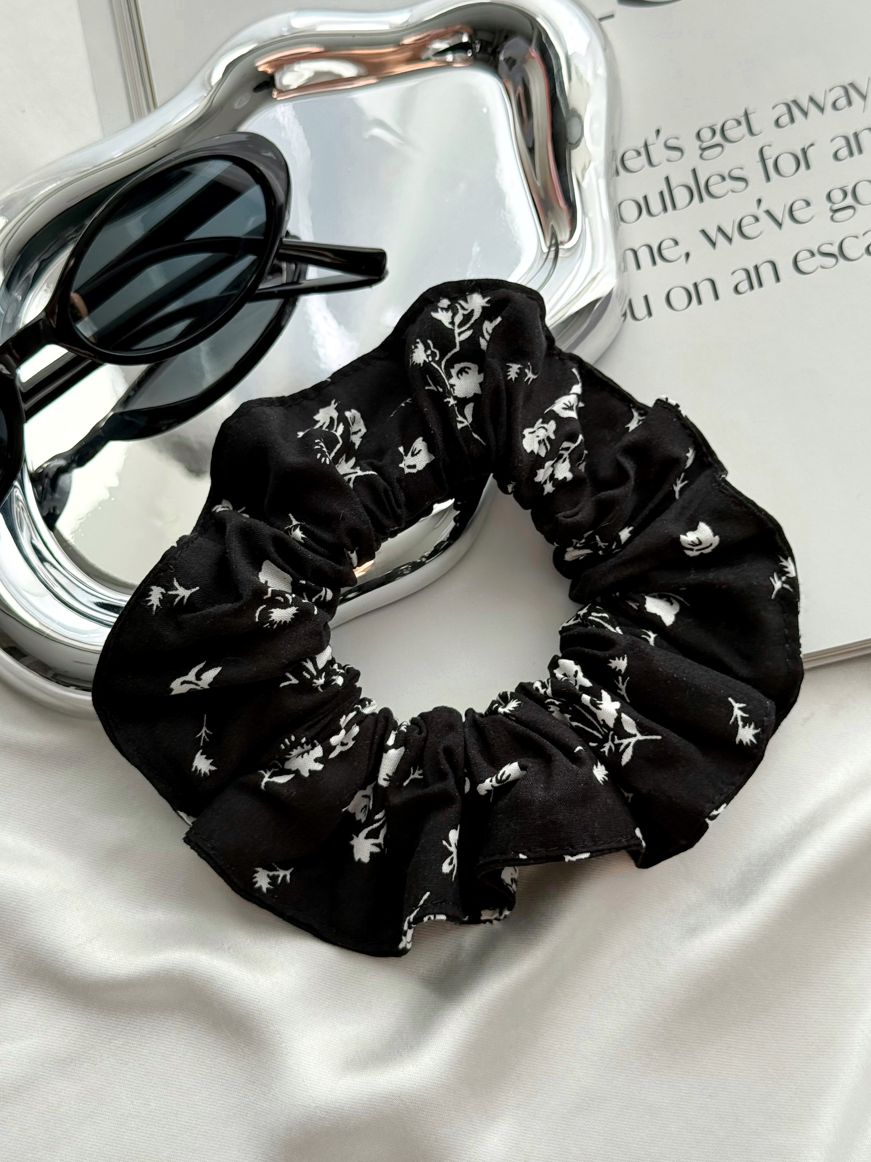 Black Wrap Dress with Floral Print in Rayon Merlini Vicenza