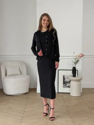 Кофта в рубчик чорна Merlini Артуа