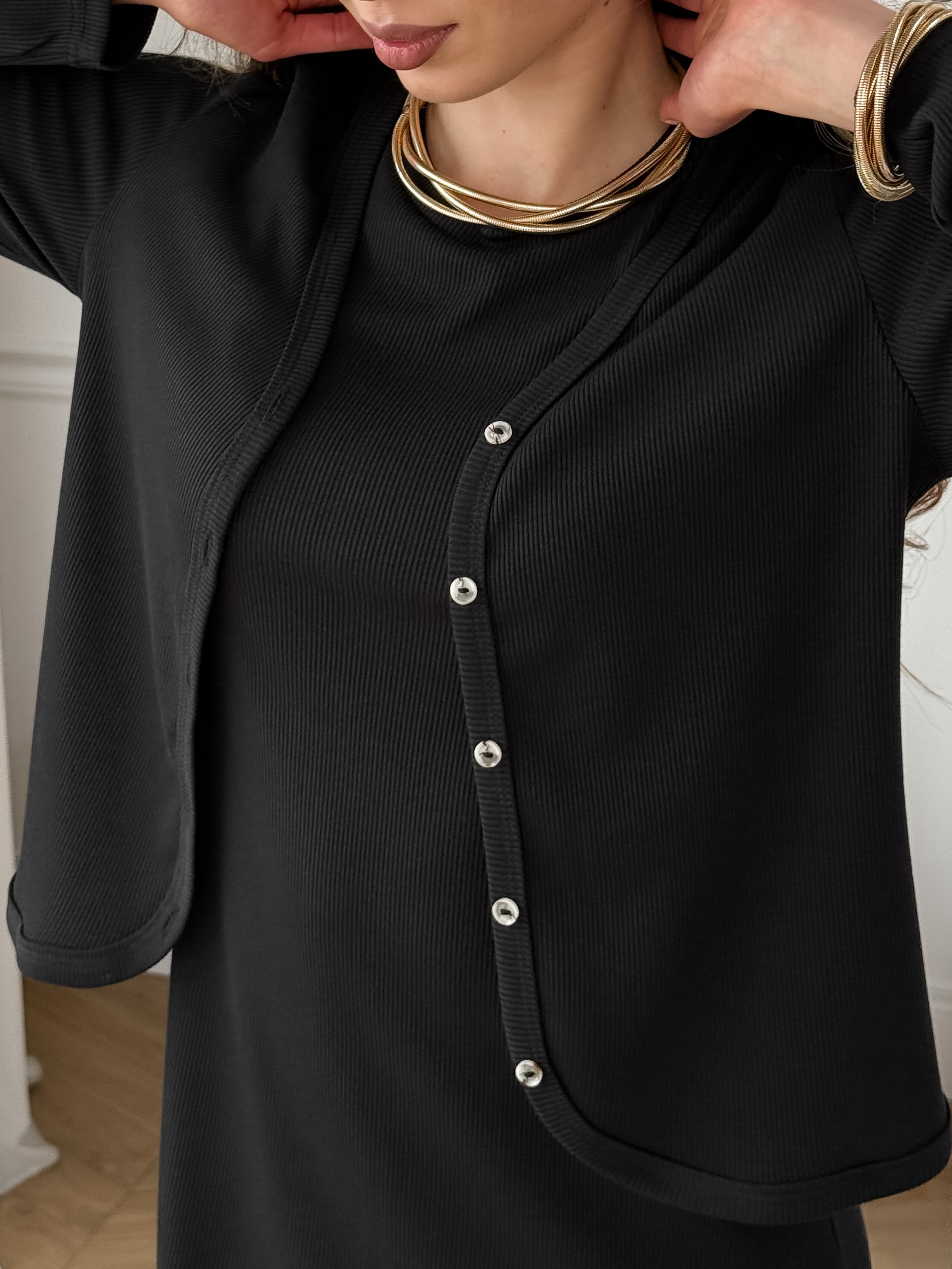 Black Ribbed Sweater Merlini Artua