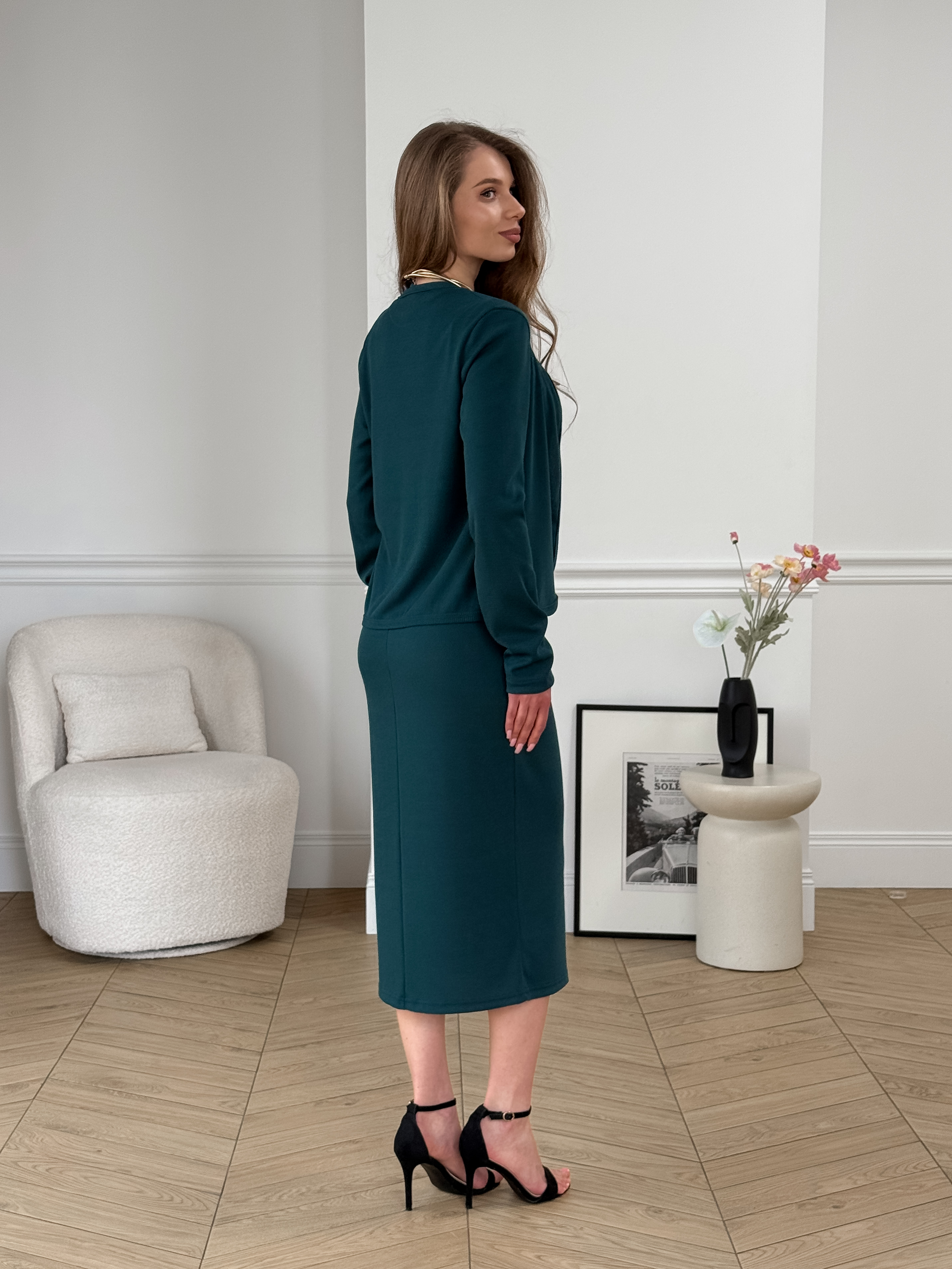 Green Ribbed Cardigan Merlini Artua