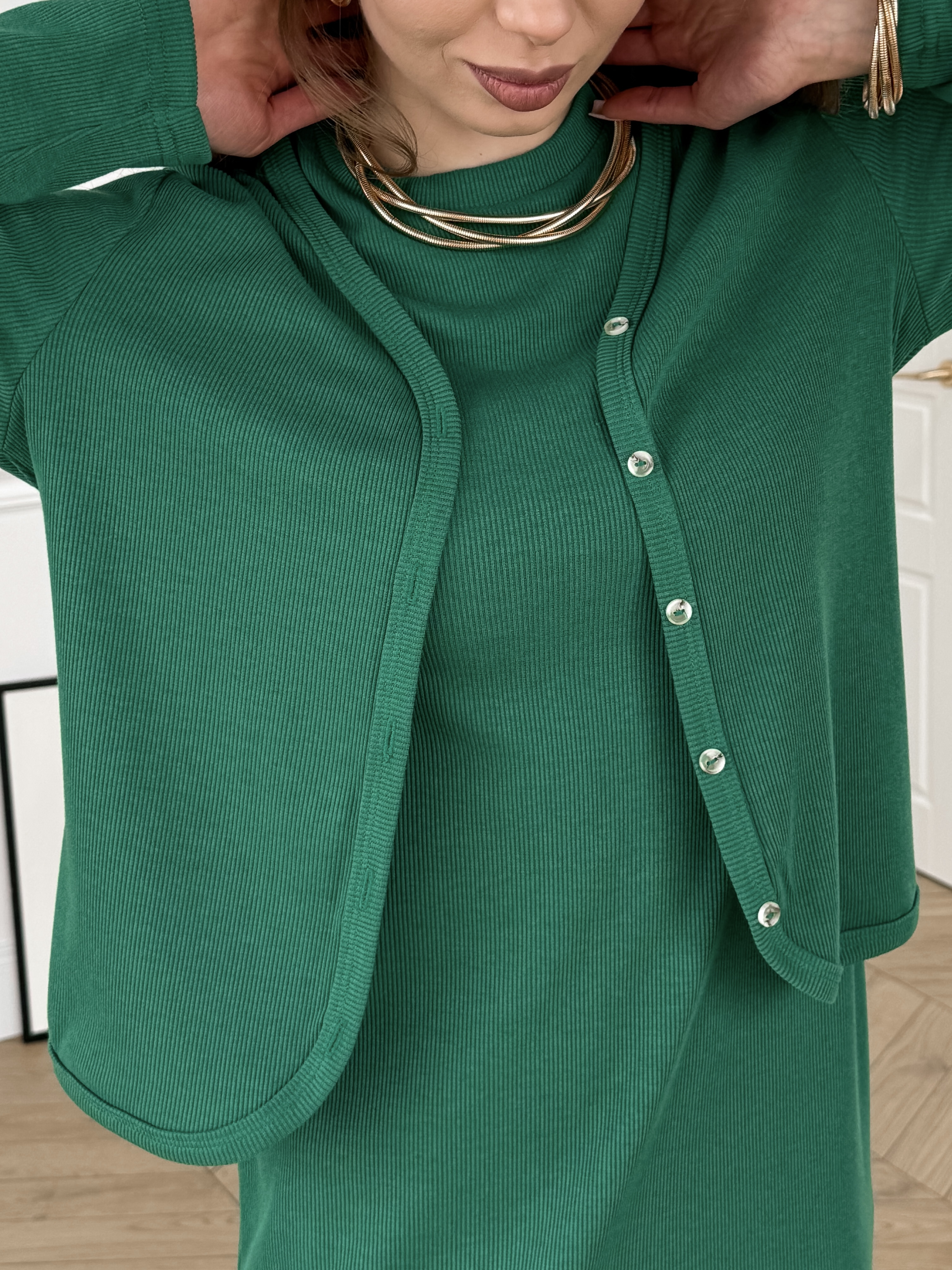 Green ribbed cardigan Merlini Artua