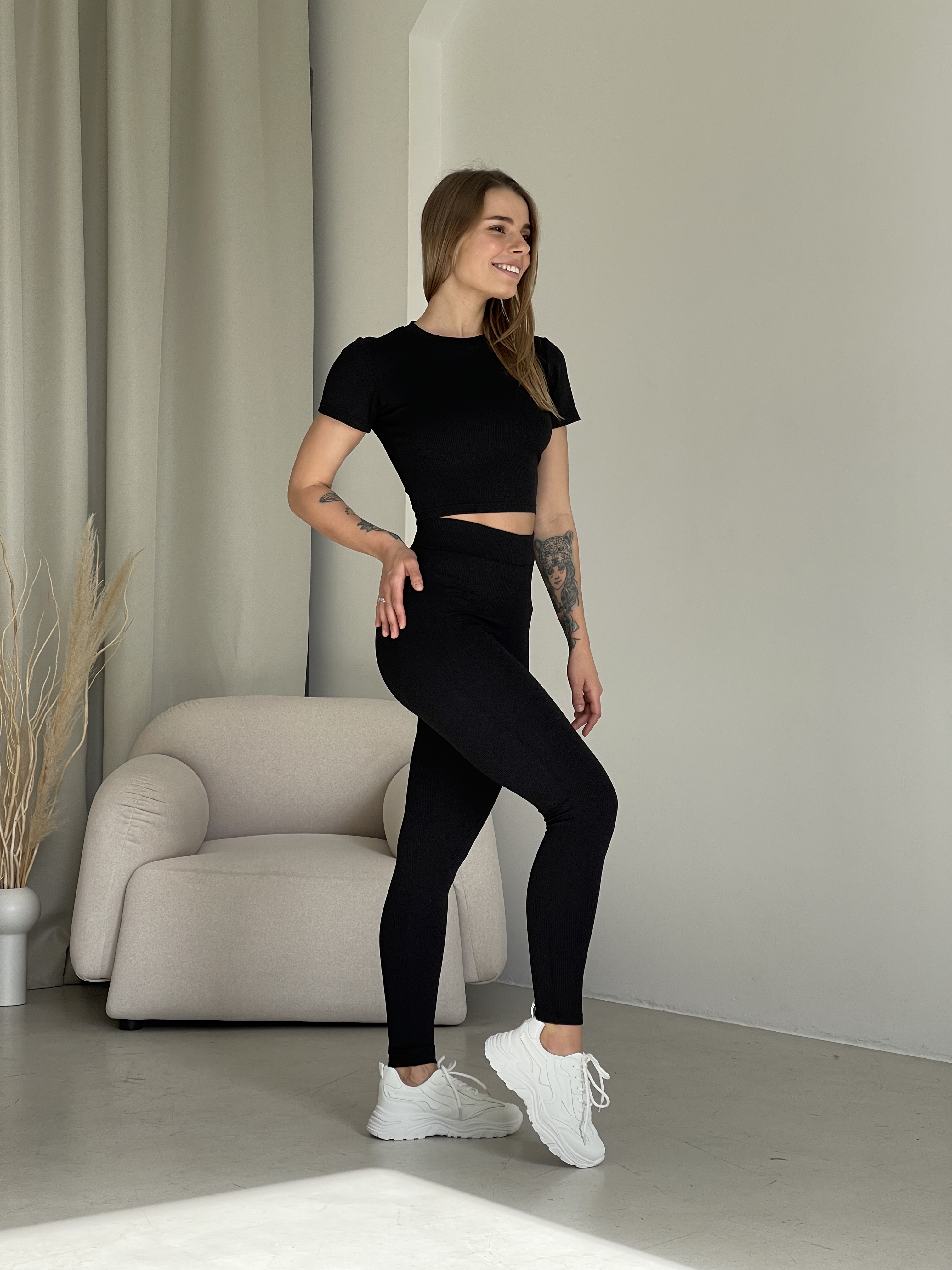 Black Ribbed T-Shirt Merlini Base