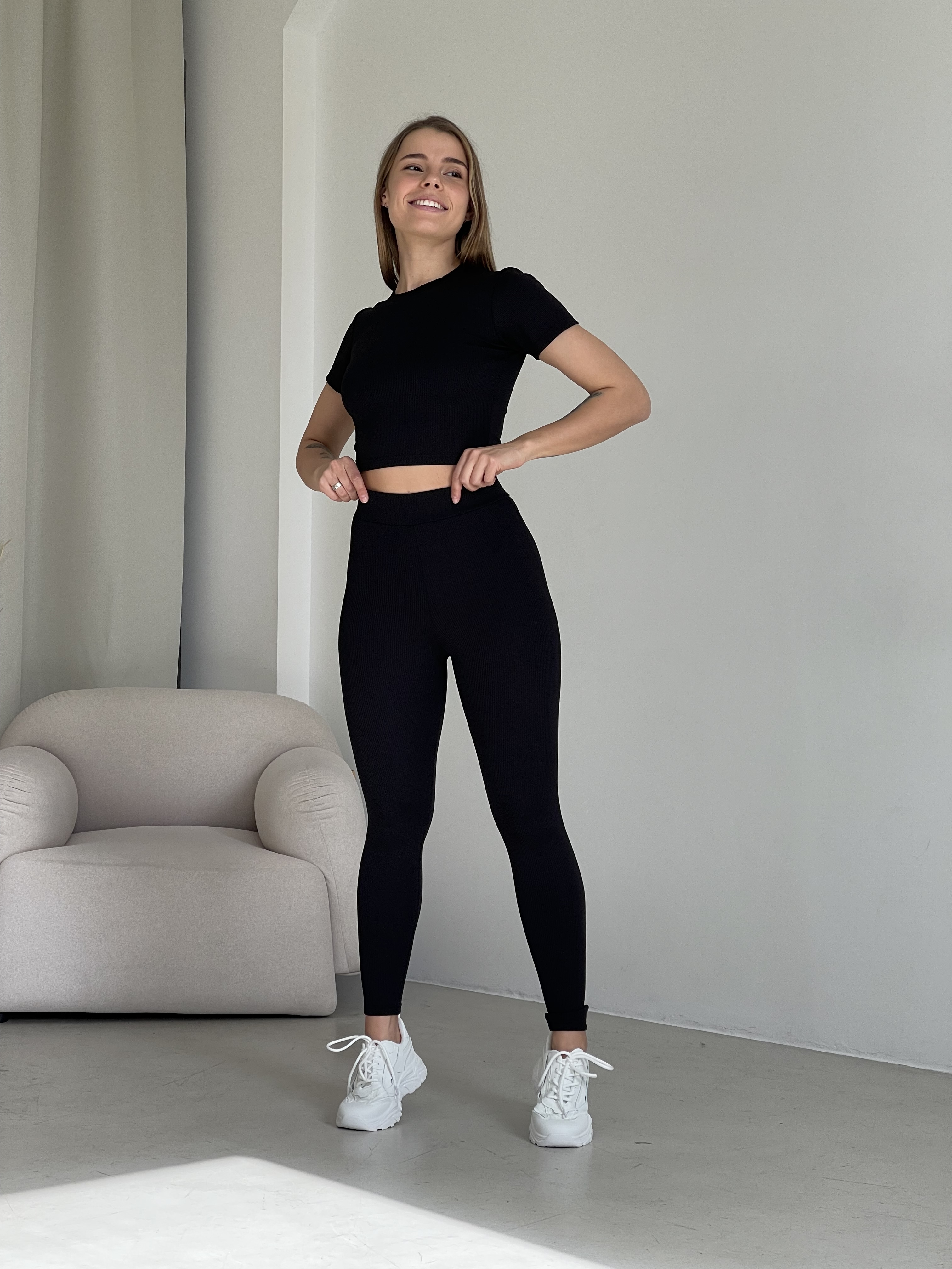 Black Ribbed T-Shirt Merlini Base