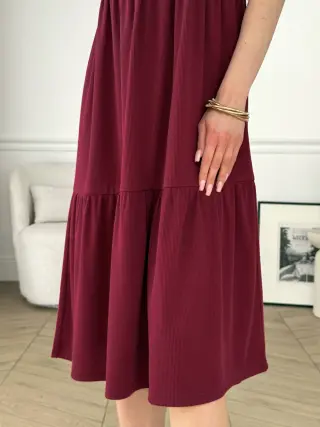Burgundy Ribbed Dress with Loose Thighs Merlini Reggio