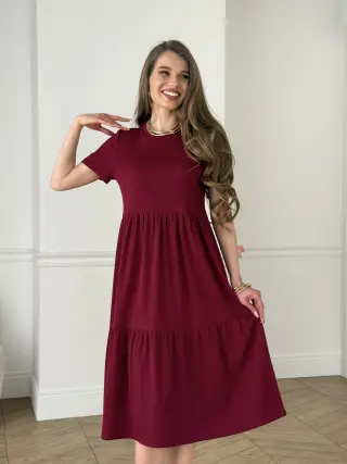 Burgundy Ribbed Dress with Loose Thighs Merlini Reggio