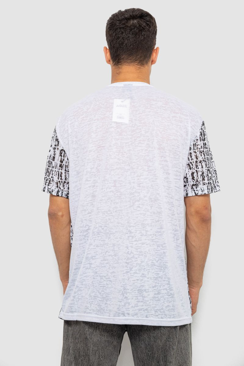 Футболка чоловіча з принтом, колір біло-чорний, 244R7032