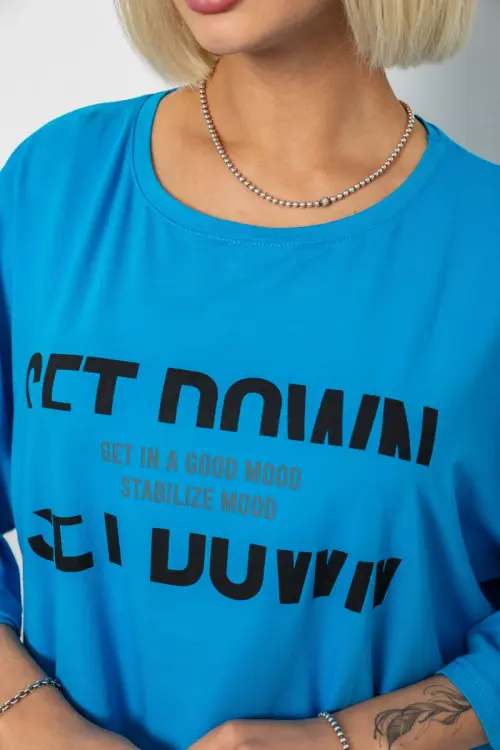 Футболка жіноча з принтом, колір блакитний, 244R3012-5