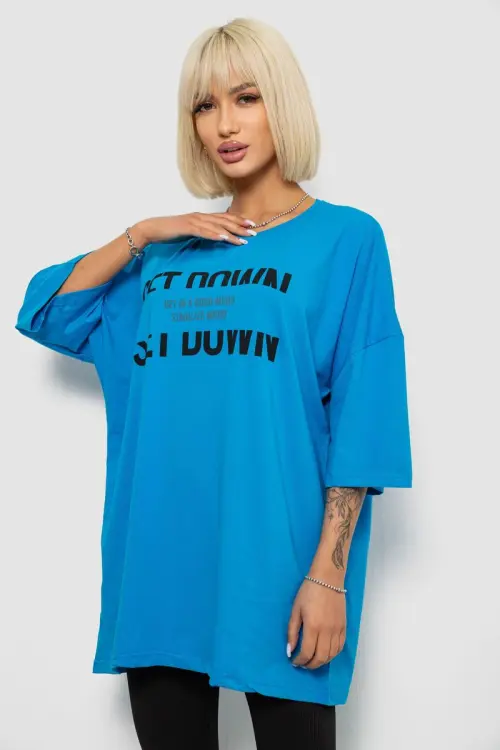 Футболка жіноча з принтом, колір блакитний, 244R3012-5