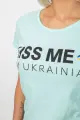 Футболка жіноча з патріотичним принтом, колір м'ятний, 244R2213-1 - Фото 5