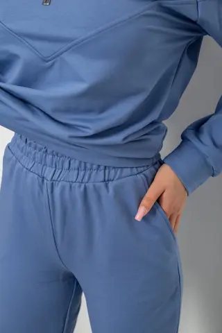 Спортивний костюм жіночий однотонний, колір джинс, 244R1069AG