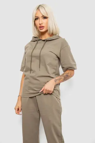 Костюм жіночий повсякденний однотонний, колір хакі, 221R103