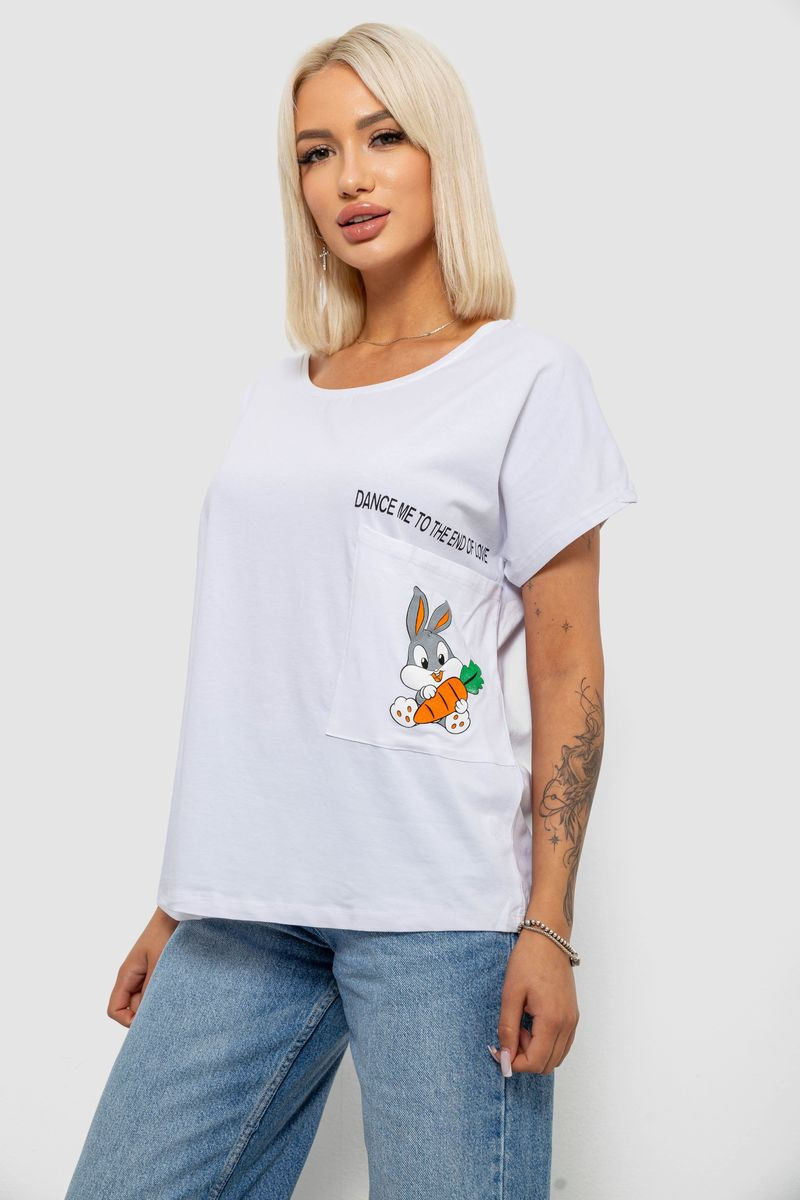 Футболка жіноча з принтом, колір білий, 244R2039-5