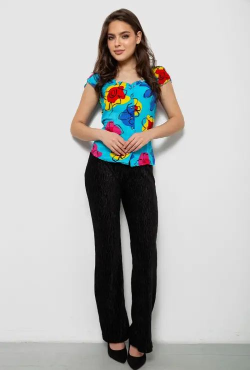 Блуза жіноча з принтом, колір блакитний, 230R262-5